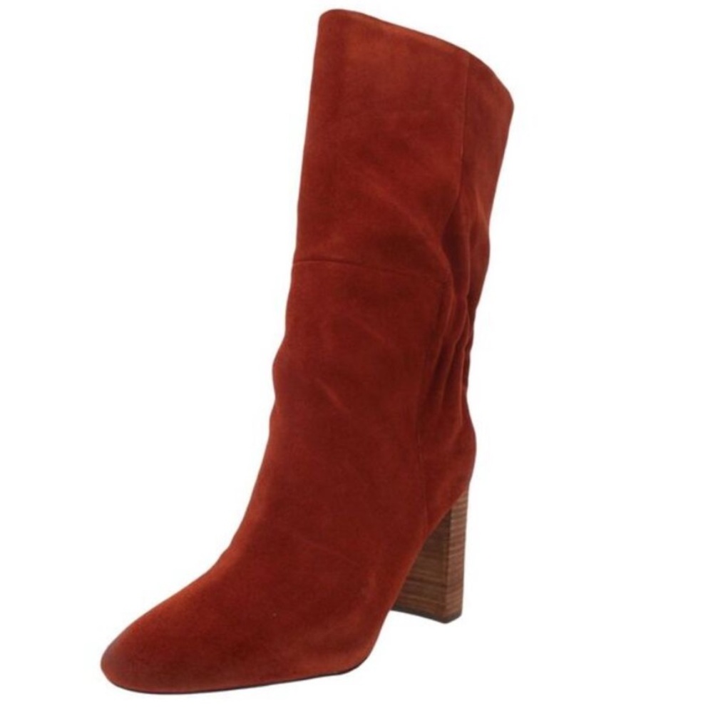 CHARLES BY CHARLES DAVID Womens Red Ruched Barrie Leather Booties - Picture 2 of 13